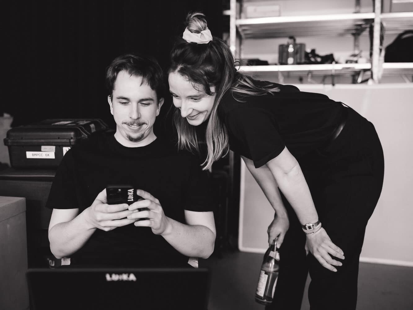 Luka in Maja na snemanju